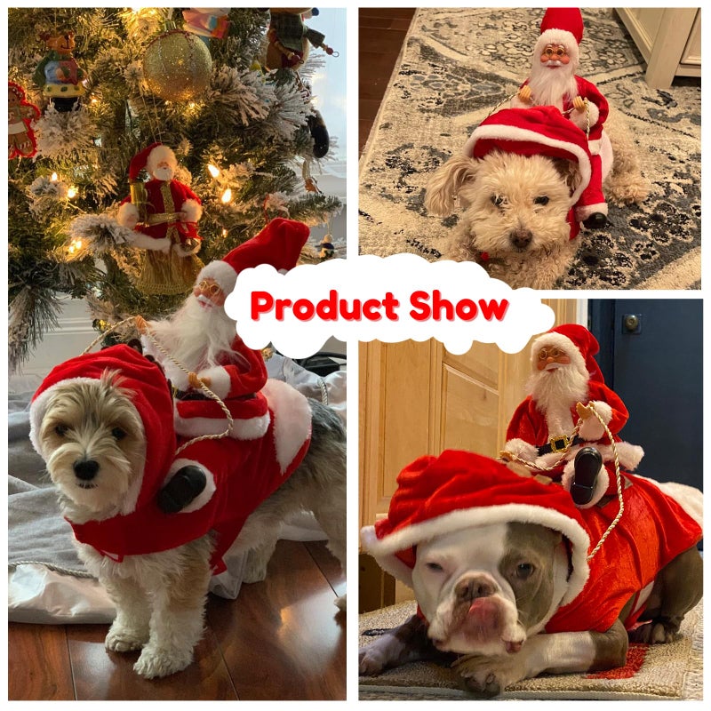 BWOGUE Santa Dog Costume Christmas Pet Clothes Santa Claus Riding Pet Cosplay Costumes Party Dressing up Dogs Cats Outfit for Small Medium Large Dogs Cats - Image 5